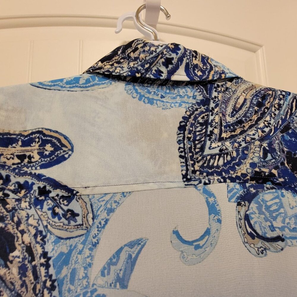 CHICO'S Enchanted Paisley Betty Long Sheer Shirt Size 0 - Picture 7 of 15